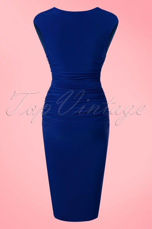 Zoe Vine - TopVintage exclusive ~ Billie Pencil Dress Années 50 en Bleu Roi 6