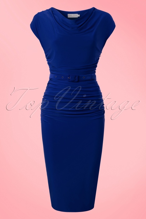 Zoe Vine - TopVintage exclusive ~ Billie Pencil Dress Années 50 en Bleu Roi 2