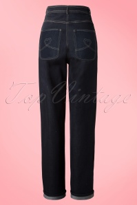 Collectif Clothing - Siobhan jeans met hoge taille in marineblauw 3