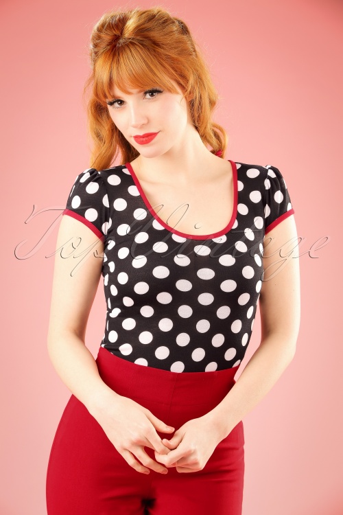 Steady Clothing - 50s Robyn Polkadot Top in Black and White