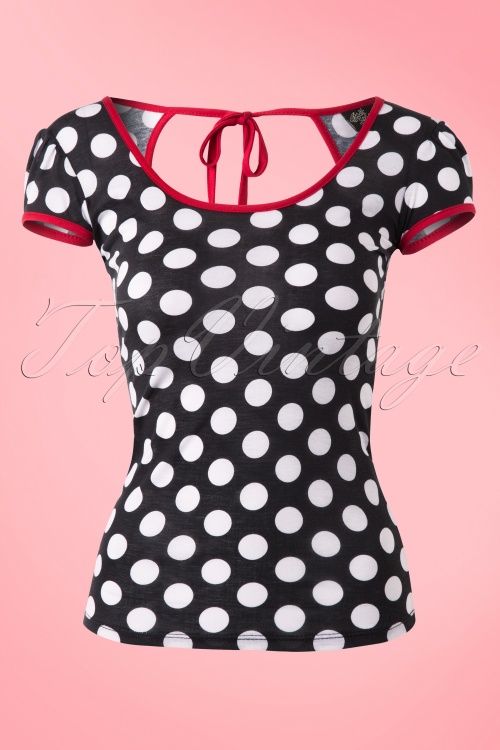 Steady Clothing - 50s Robyn Polkadot Top in Black and White 2