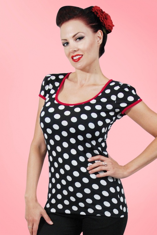 Steady Clothing - 50s Robyn Polkadot Top in Black and White 3