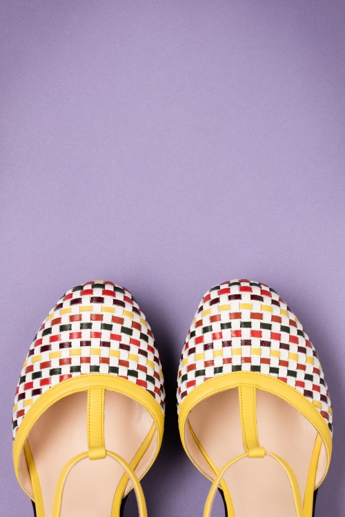 Wow To Go! - 70s Jennie T-Strap Block Pumps in Yellow 3