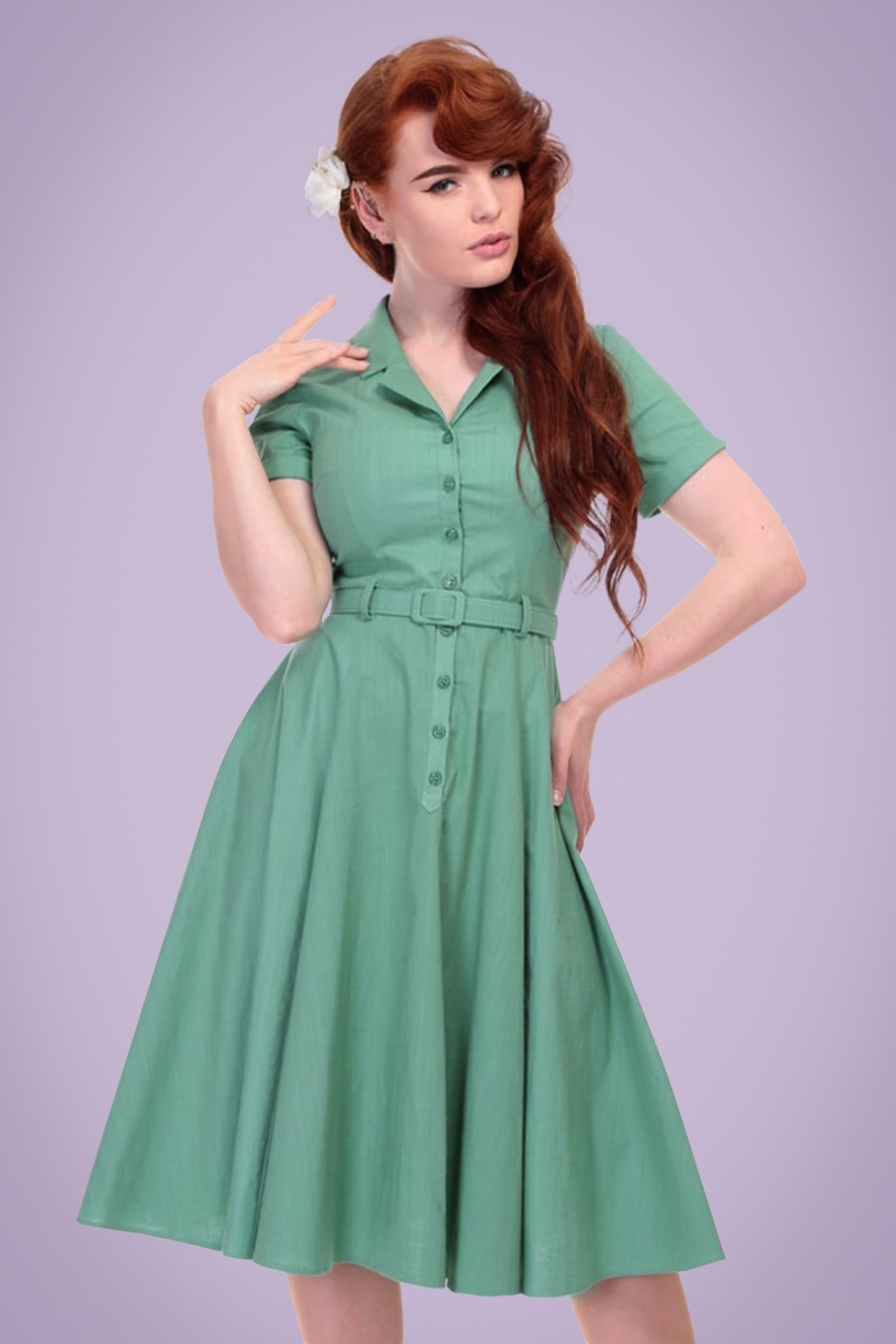 green 50s style dress