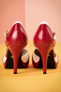 Lulu Hun - 50s Anne T-Strap Pumps in Red and White 8