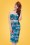 Collectif Clothing - Monica Flamingo Island Pencil Dress Années 50 en Bleu 6