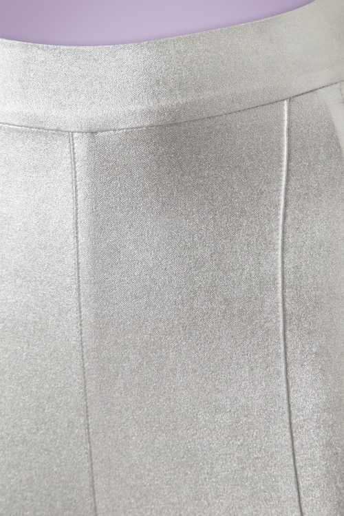 Collectif Clothing - Hayworth Lamé Trousers Années 60 en Argent 4