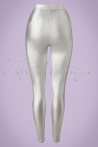 Collectif Clothing - 60s Hayworth Lamé Trousers in Silver 5