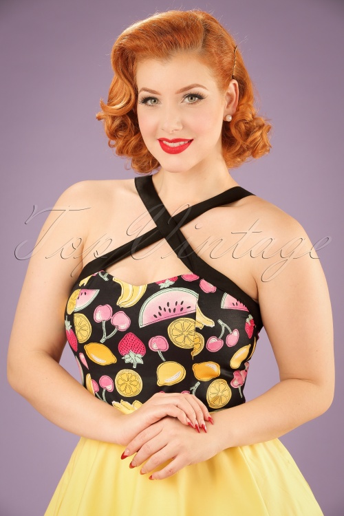 Bunny - 50s Tutti Frutti Top in Black