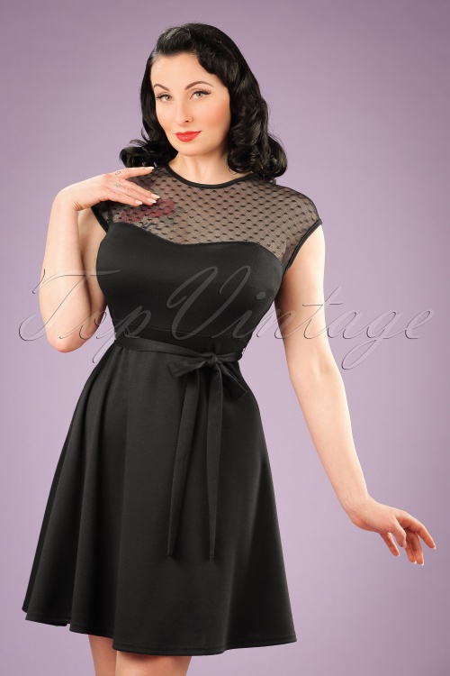 Steady Clothing - Madeline Hearts Only Swing Dress Années 50 en Noir