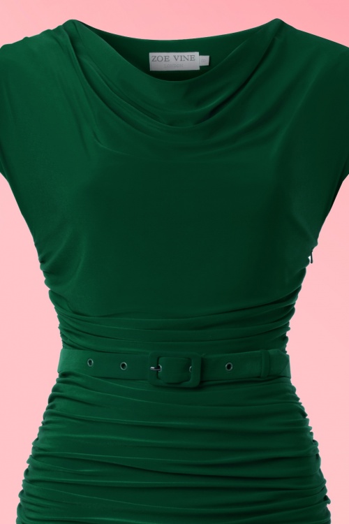 Zoe Vine - Billie Pencil Dress Années 50 en Vert Foncé 3
