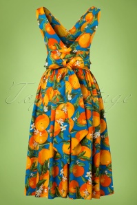 Banned Retro - 50s Laneway Swing Dress in Orange and Blue 5