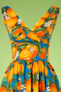 Banned Retro - 50s Laneway Swing Dress in Orange and Blue 3