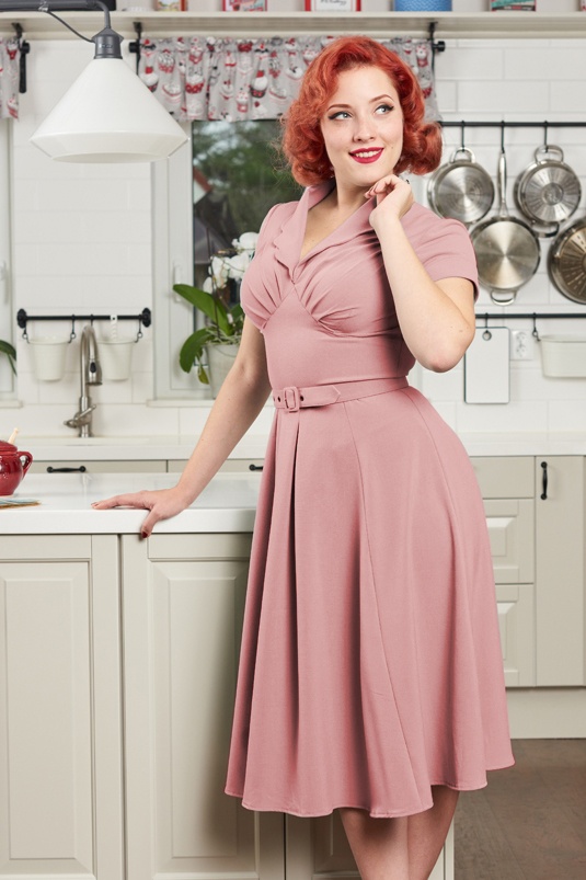 Miss Candyfloss 50s Mariana Swing Dress in Blush Pink Shop at Topvintage