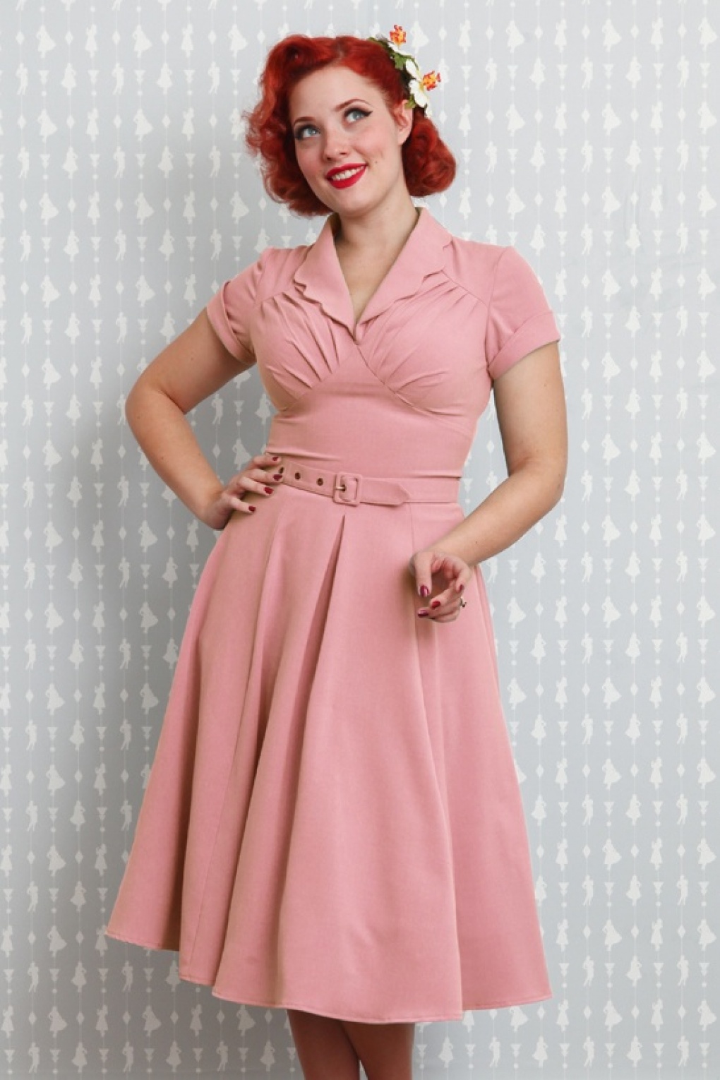 50s Mariana Swing Dress in Blush Pink