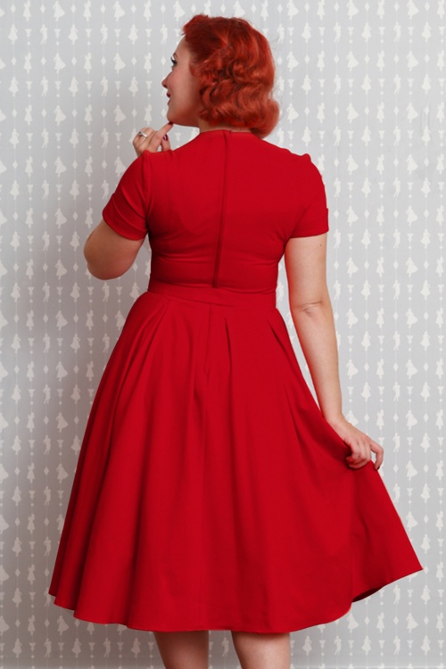 Miss Candyfloss - 50s Stella Rose Swing Dress in Lipstick Red 9