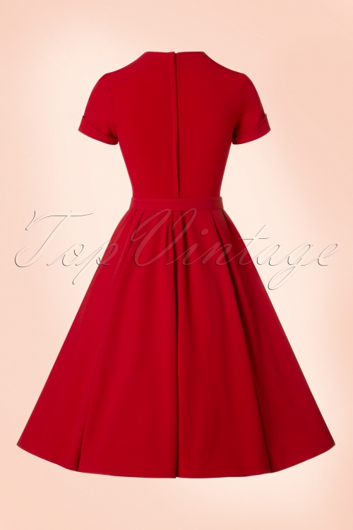 Miss Candyfloss - 50s Stella Rose Swing Dress in Lipstick Red 8