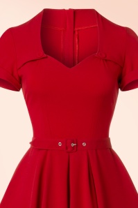 Miss Candyfloss - 50s Stella Rose Swing Dress in Lipstick Red 5