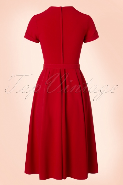 Miss Candyfloss - 50s Stella Rose Swing Dress in Lipstick Red 7