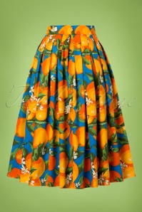 Banned Retro - 50s Laneway Swing Skirt in Orange and Blue 3