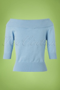 Collectif Clothing - Bridgette Top Tricoté Années 50 en Bleu Jacinthe 4