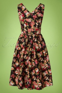 Dolly and Dotty - 50s May Floral Swing Dress in Black 5