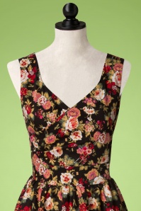 Dolly and Dotty - 50s May Floral Swing Dress in Black 3