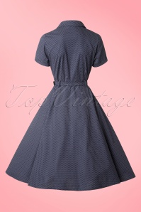 Collectif Clothing - 40s Caterina Mini Polkadot Swing Dress in Navy 7