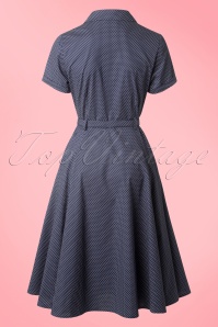 Collectif Clothing - 40s Caterina Mini Polkadot Swing Dress in Navy 6
