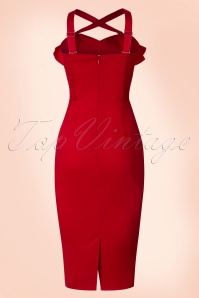 Collectif Clothing - Mandy Pencil Dress Années 50 en Rouge Foncé 10