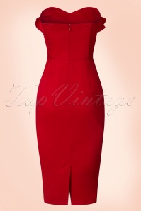 Collectif Clothing - 50s Mandy Pencil Dress in Dark Red 11