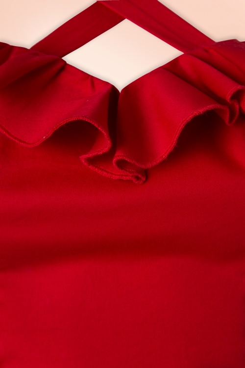 Collectif Clothing - Mandy Pencil Dress Années 50 en Rouge Foncé 8