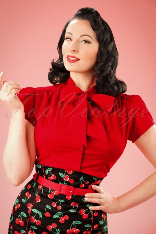 Heart of Haute - 40s Estelle Blouse in Lipstick Red