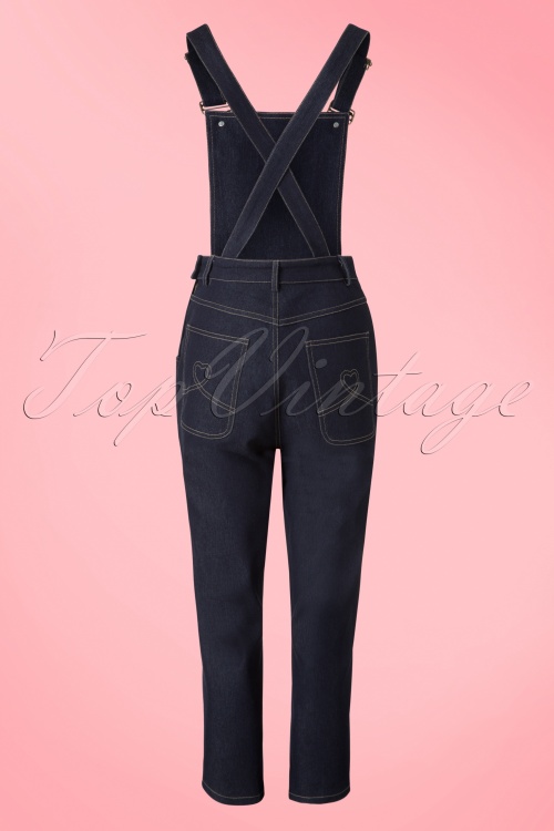 Collectif Clothing - Coco Denim Latzhose in Navy 5