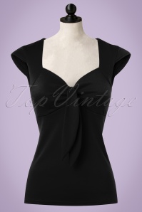 Steady Clothing - 50s Solid Sweetheart Tie Top in Black 2