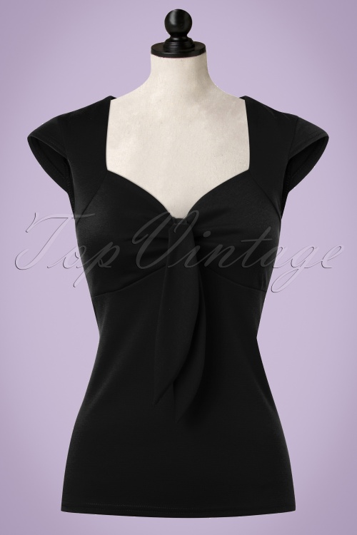 Steady Clothing - Solides Sweetheart Tie Top in Schwarz 2