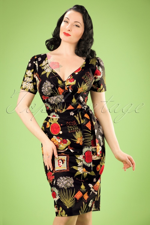 Victory Parade - TopVintage Exclusive ~ 60s Rita Viva Frida Dress in Black