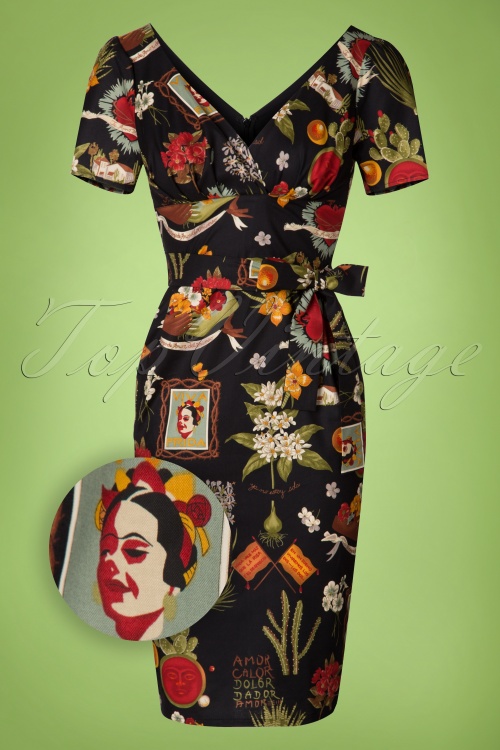Victory Parade - TopVintage Exclusive ~ 60s Rita Viva Frida Dress in Black 2