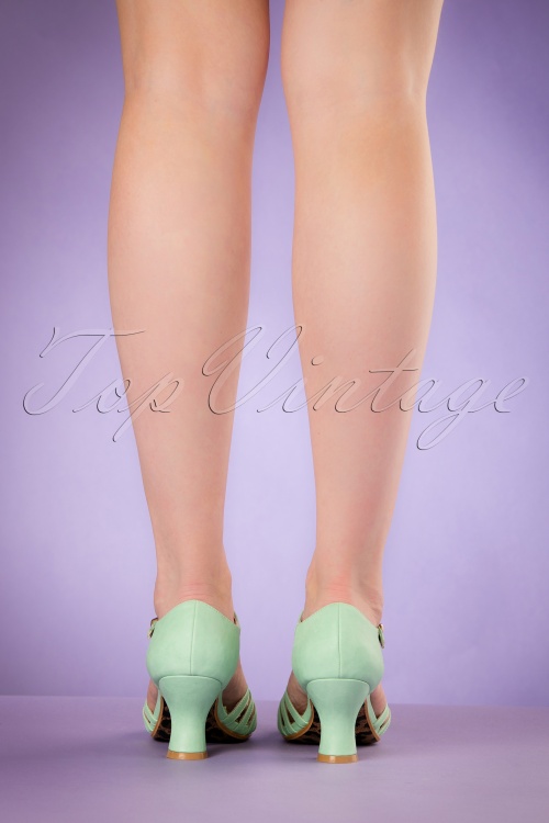 Bettie Page Shoes - 50s Lucy T-Strap Pumps in Mint 4