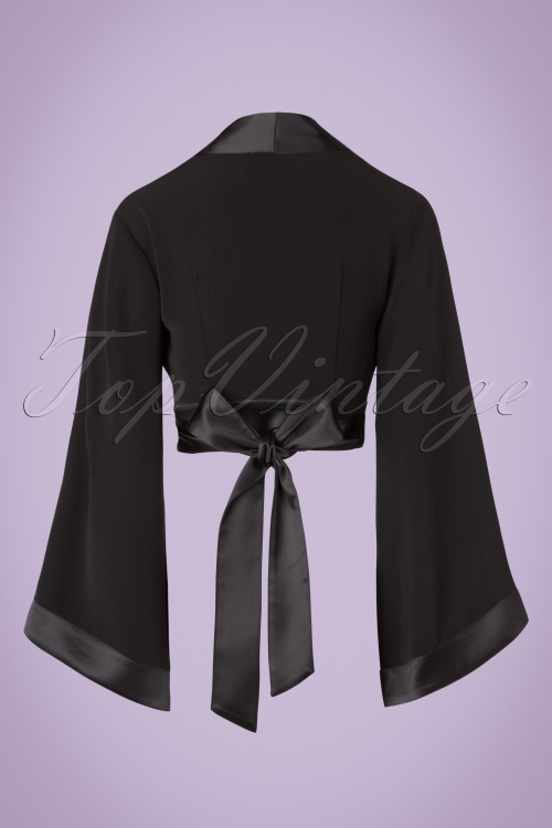 Collectif Clothing - Hanako Crepe Blouse Années 50 en Noir 4