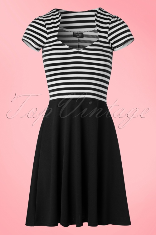 Steady Clothing - Gestreiftes Swing-Kleid von All Angles in Schwarz und Weiß 2