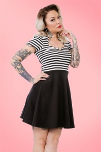 Steady Clothing - 50s All Angles Striped Swing Dress in Black and White 3
