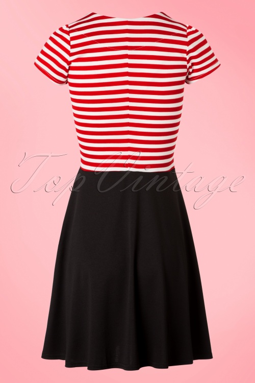 Steady Clothing - Gestreiftes Swing-Kleid von All Angles in Rot und Weiß 6