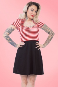 Steady Clothing - 50s All Angles Striped Swing Dress in Red and White 4