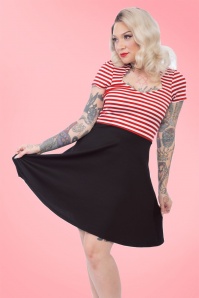 Steady Clothing - 50s All Angles Striped Swing Dress in Red and White 3