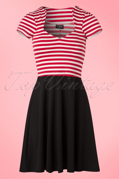 Steady Clothing - All Angles Striped Swing Dress Années 50 en Rouge et Blanc 2