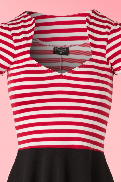 Steady Clothing - Gestreiftes Swing-Kleid von All Angles in Rot und Weiß 5