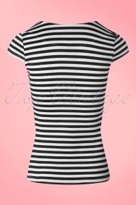 Steady Clothing - 50s Tatiana Tie Top in Black and White Stripes 4
