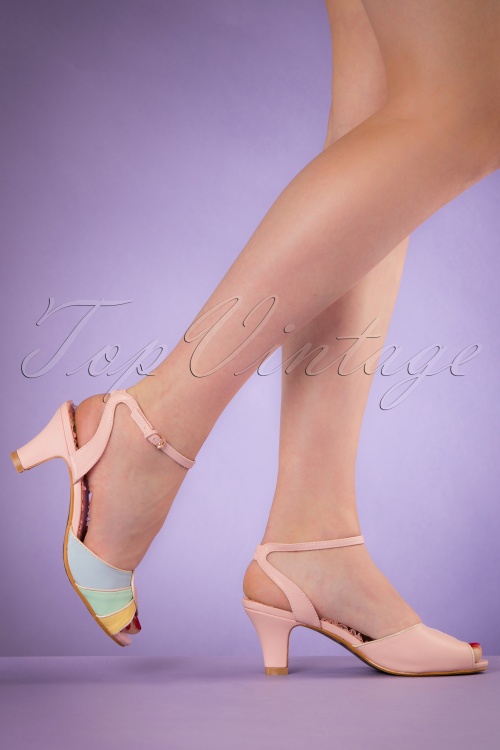 Bettie Page Shoes - 50s Abela Summer Sandals in Pink