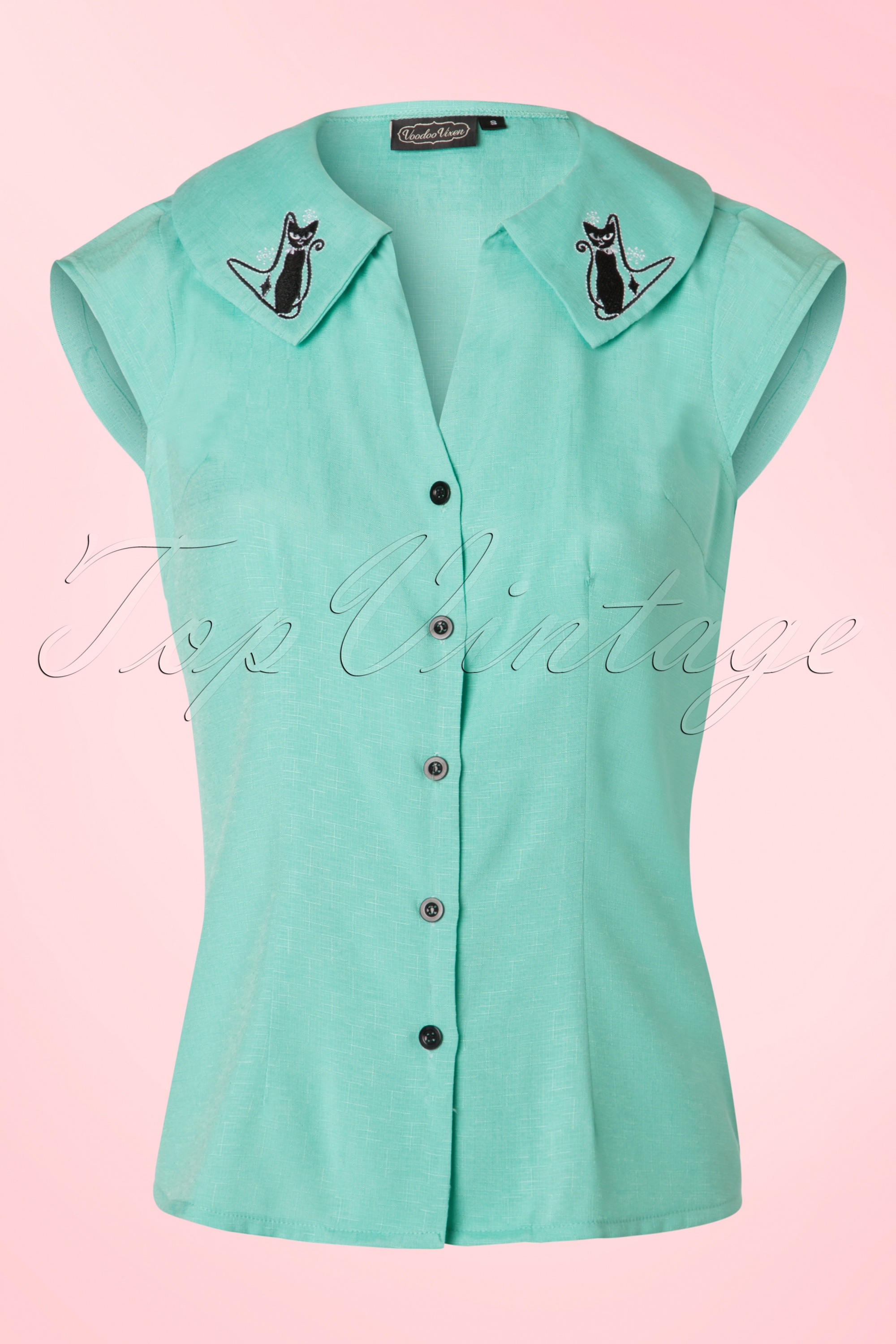 Vixen - Maya kattenblouse in mintgroen